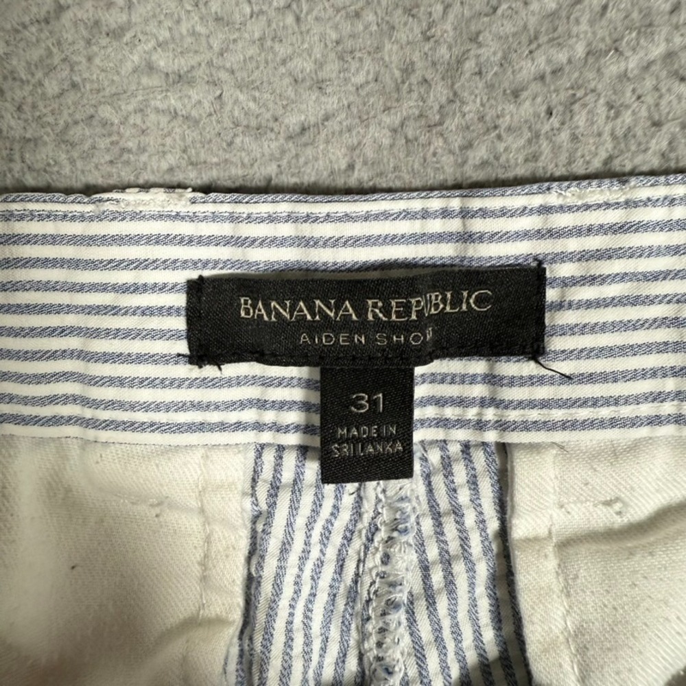Banana Republic Shorts Mens 31 Blue Striped Seersucker 100% Cotton Casual Preppy - Picture 10 of 12